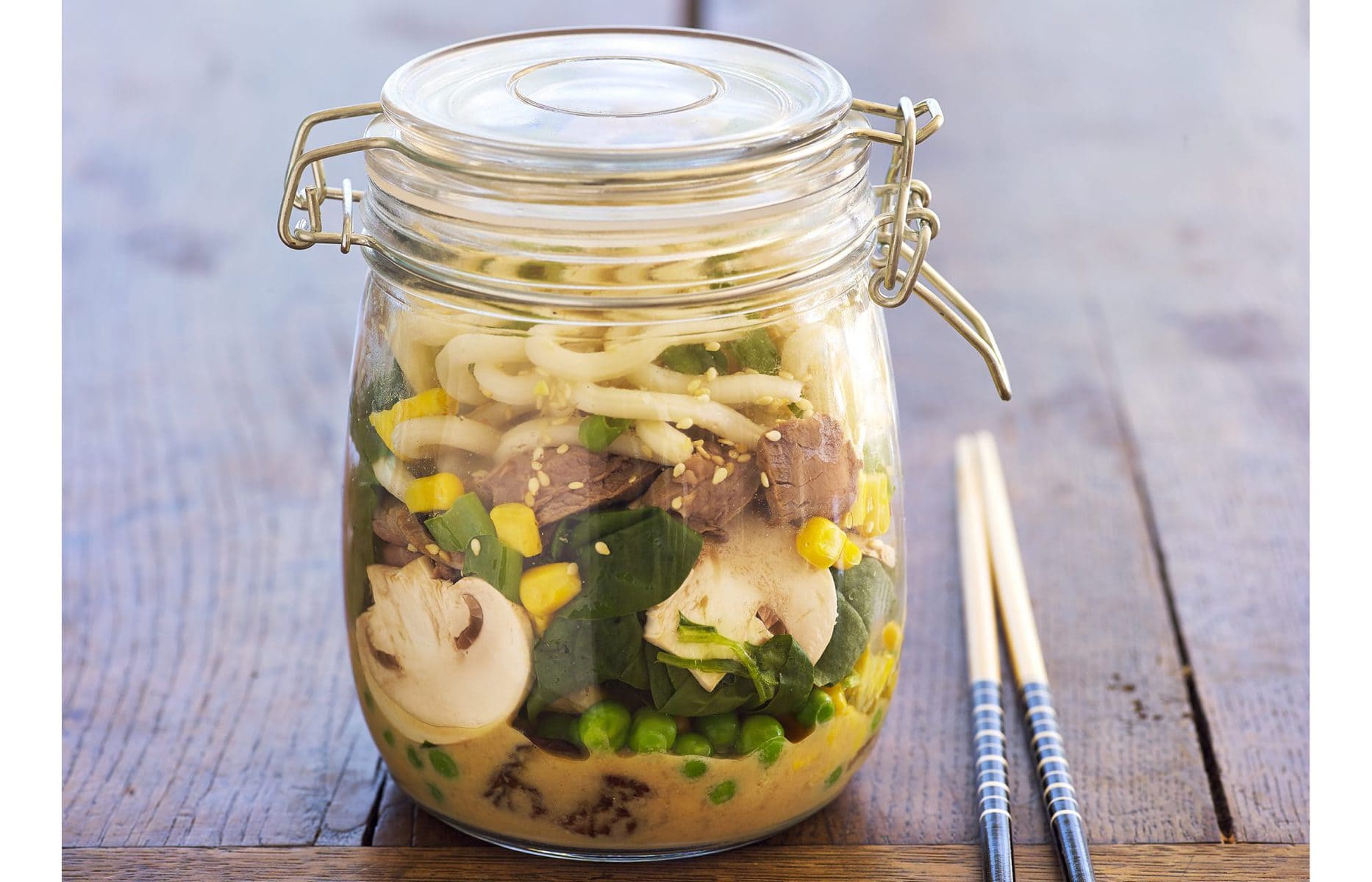 Beef udon noodles