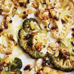 Broccoli and cauliflower steaks with fried capers