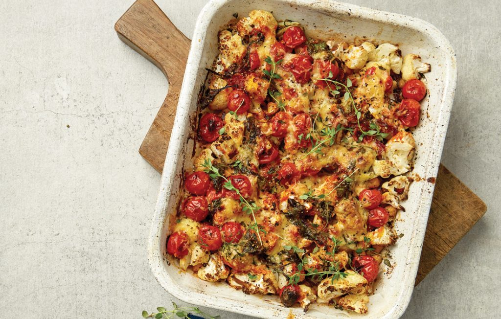 Cauliflower bake with cheesy topping