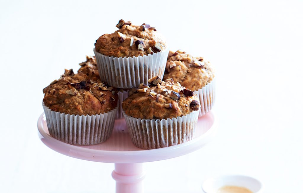 Chai banana pecan muffins