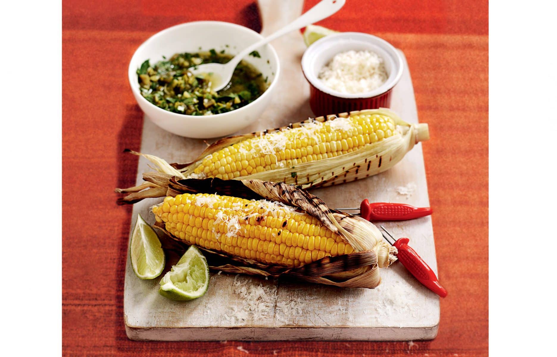 Charred corn with chunky coriander salsa