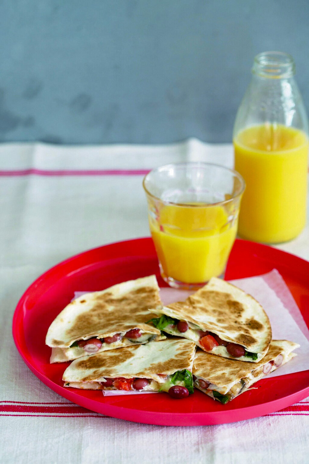 Cheese and spinach quesadillas