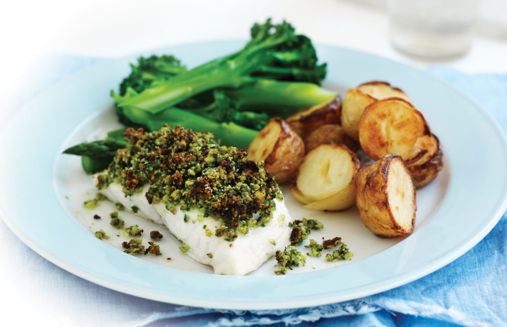 Chia, almond and herb-crusted fish Chia, almond and herb-crusted fish