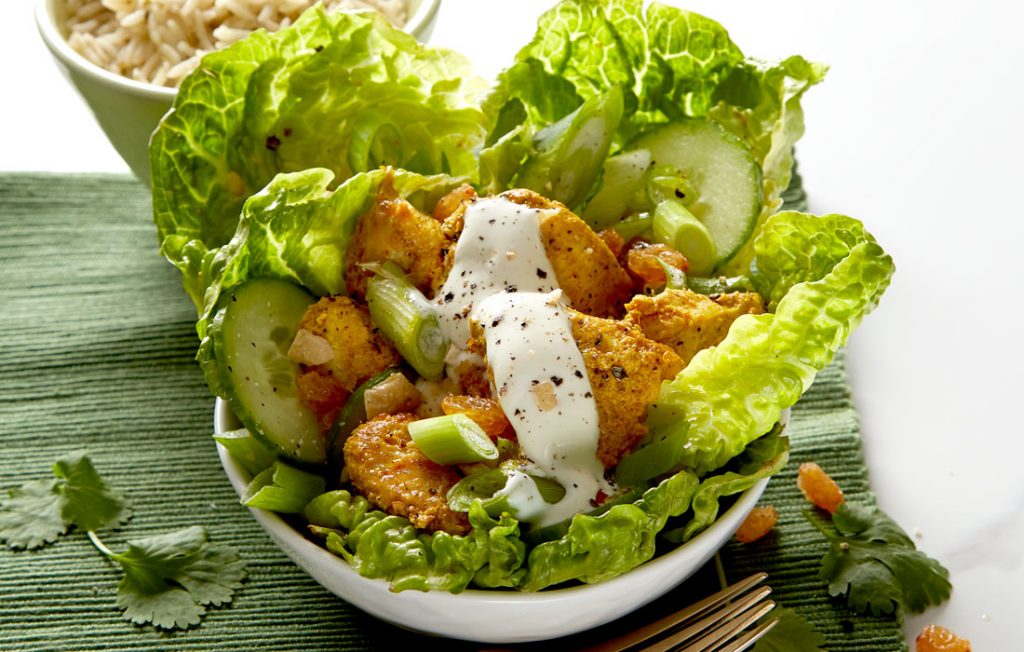 Chicken korma lettuce cups
