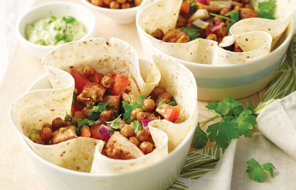 Chickpea and chicken open wraps Chickpea and chicken open wraps