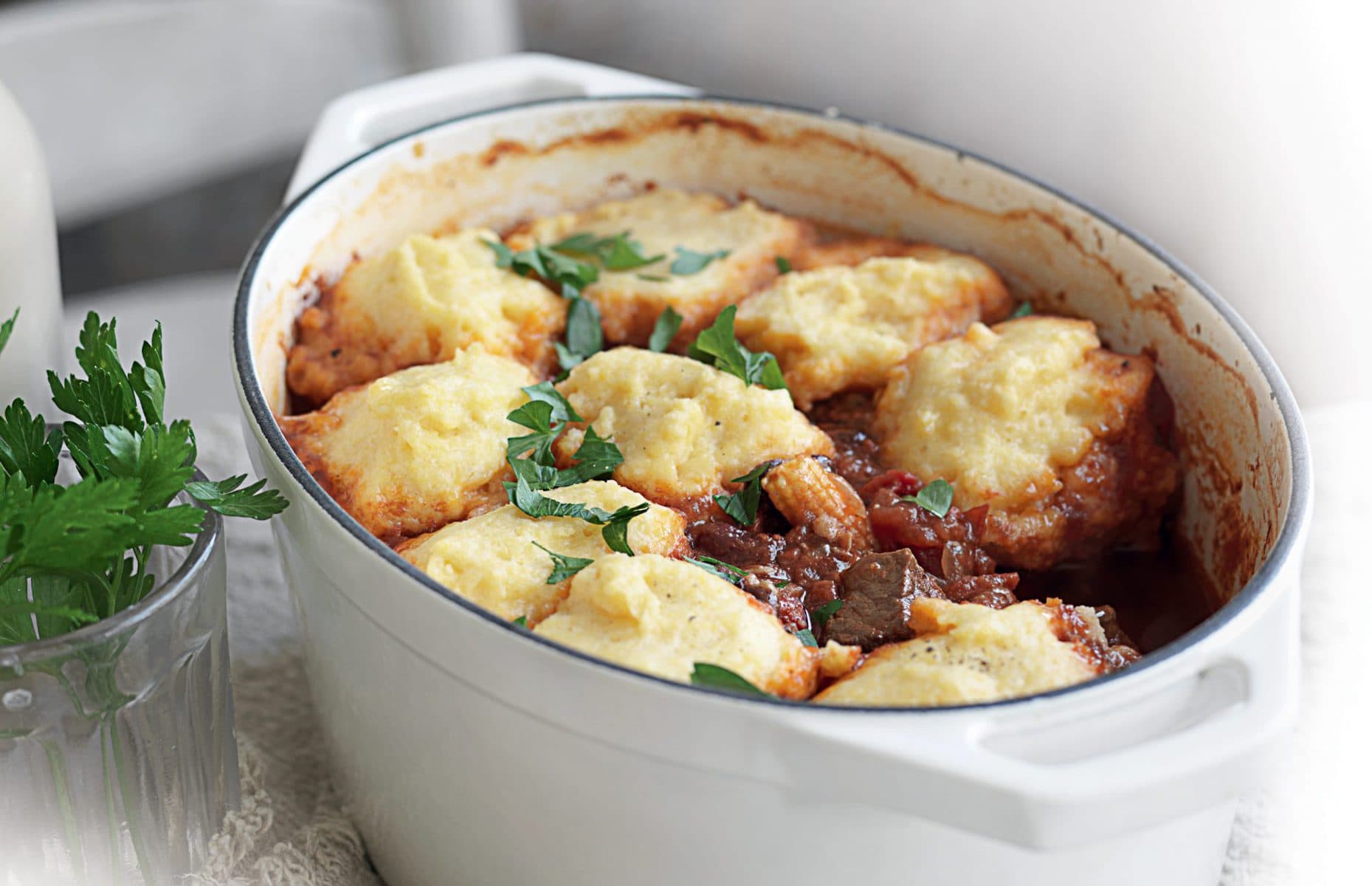 Chilli beef stew with polenta dumplings