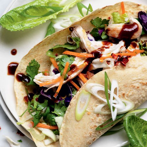 Chinese-style pancakes with hoisin chicken
