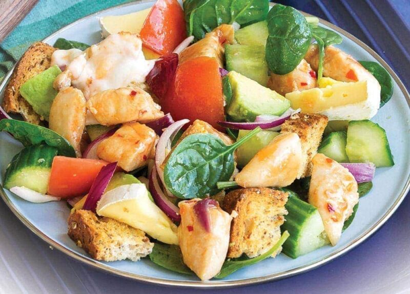 Chunky chilli chicken and brie salad