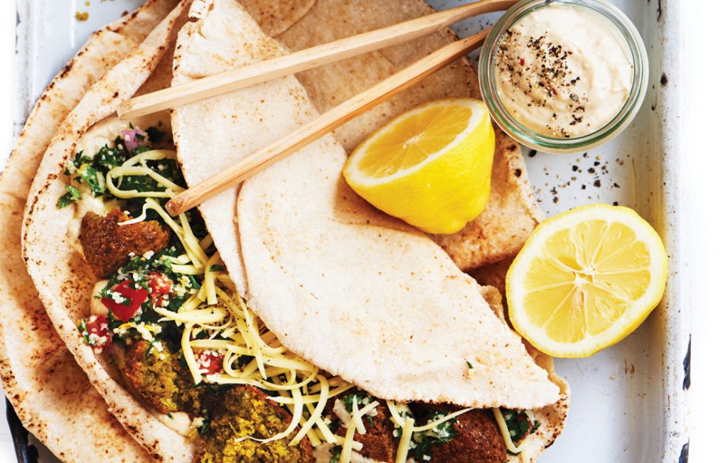 Falafel and tabouli wrap