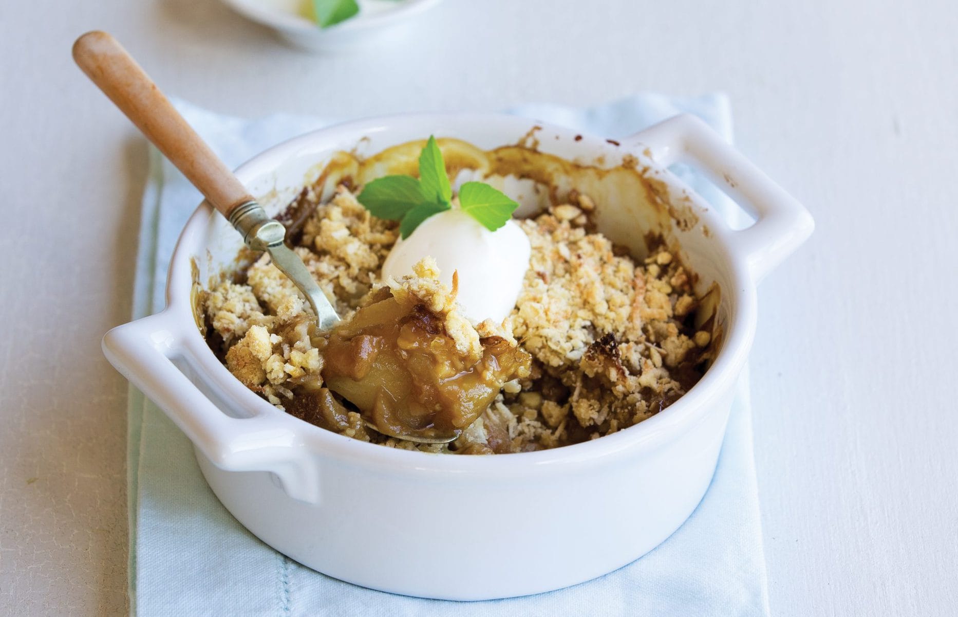 Feijoa and apple crumble
