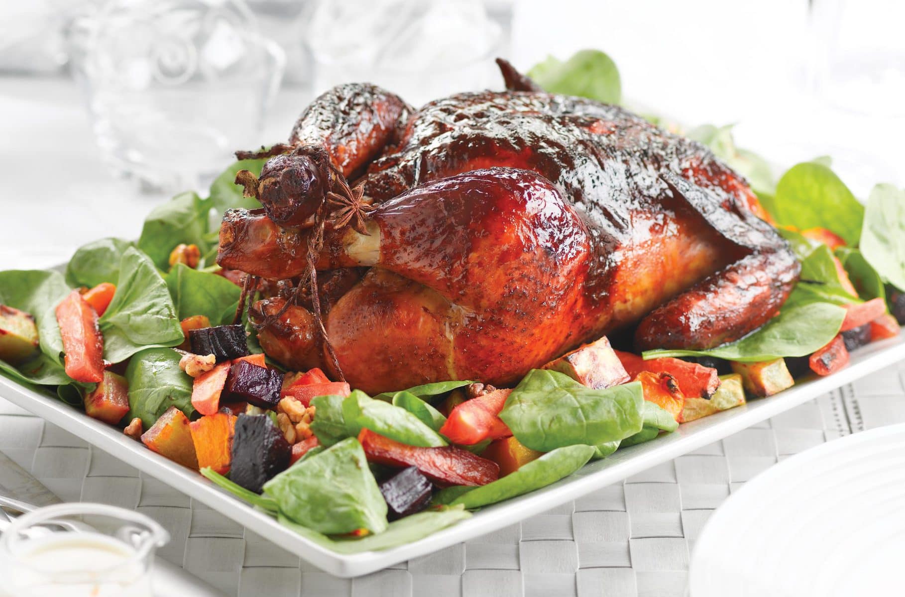 Honey-glazed chicken with apricot and kaffir lime stuffing