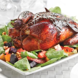 Honey-glazed chicken with apricot and kaffir lime stuffing