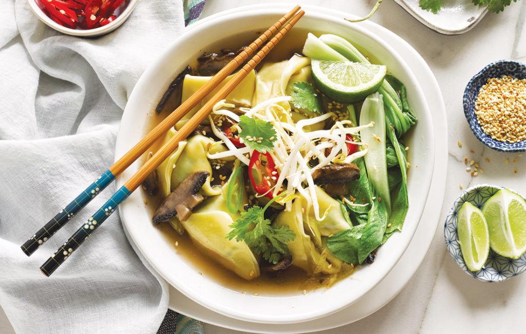 Japanese chicken and white miso dumpling soup