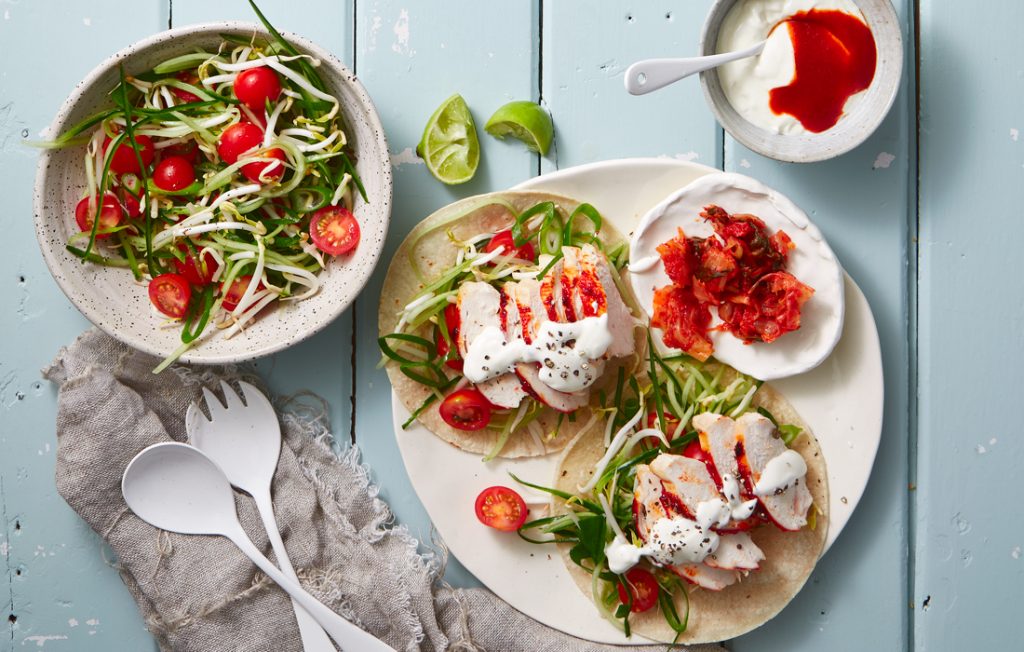 Korean chicken tacos