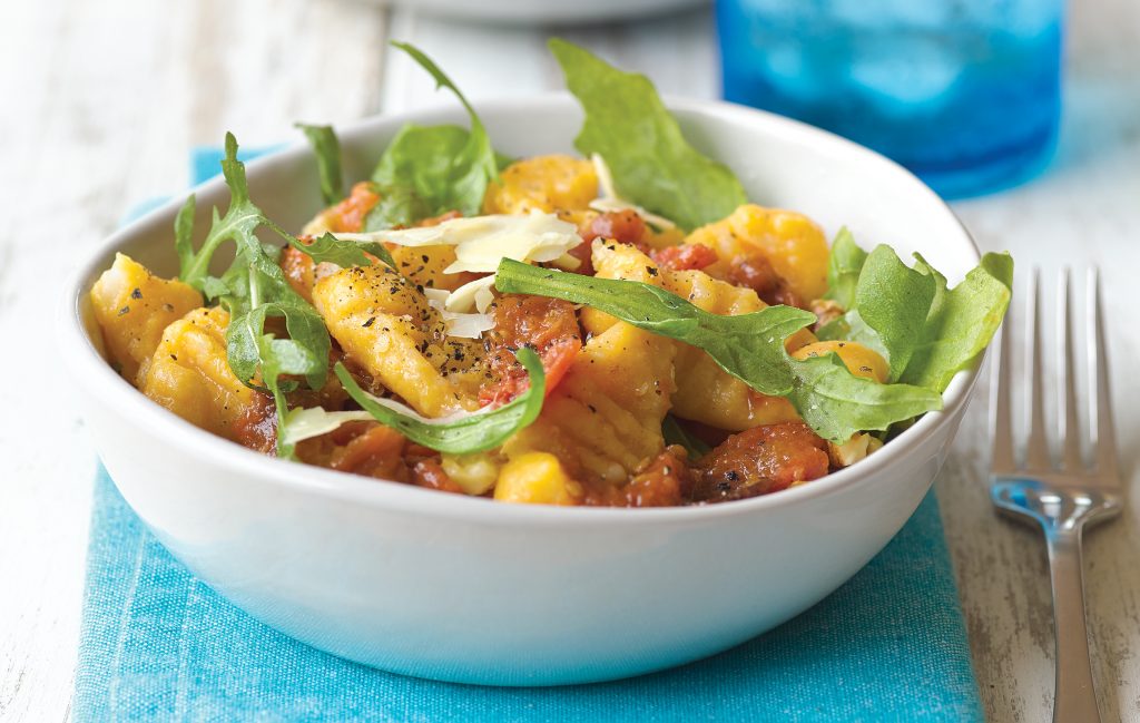 Kumara gnocchi with walnuts and tomato sauce Kumara gnocchi with walnuts and tomato sauce