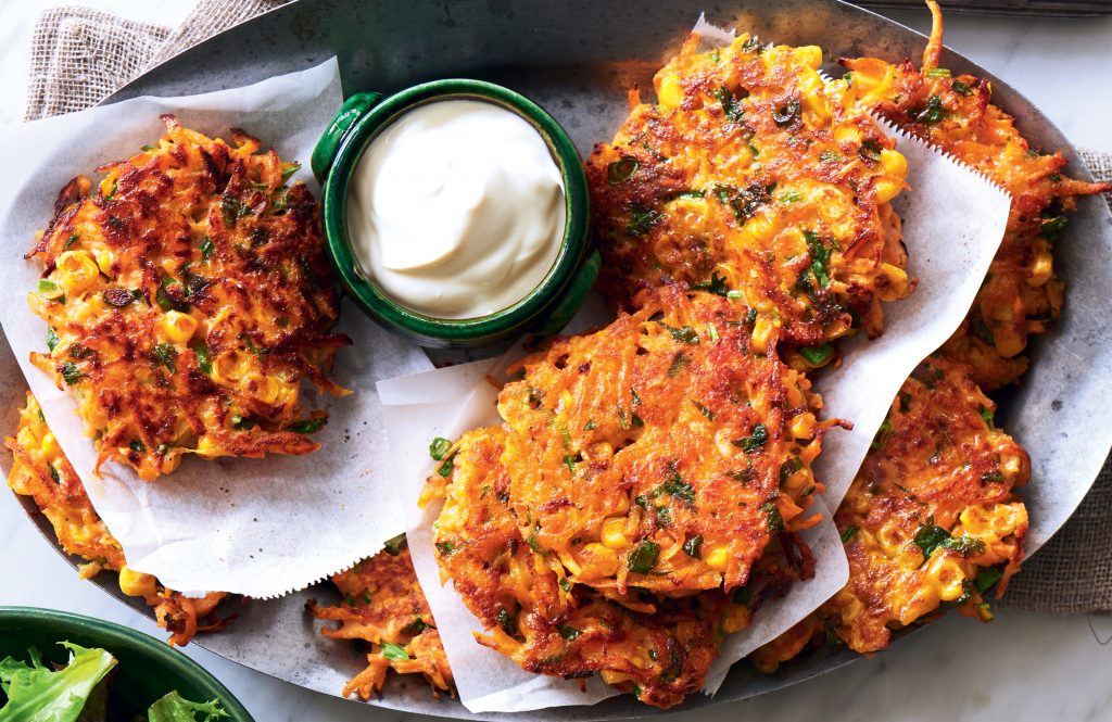 Sweet potato, salmon and corn fritters Sweet potato, salmon and corn fritters