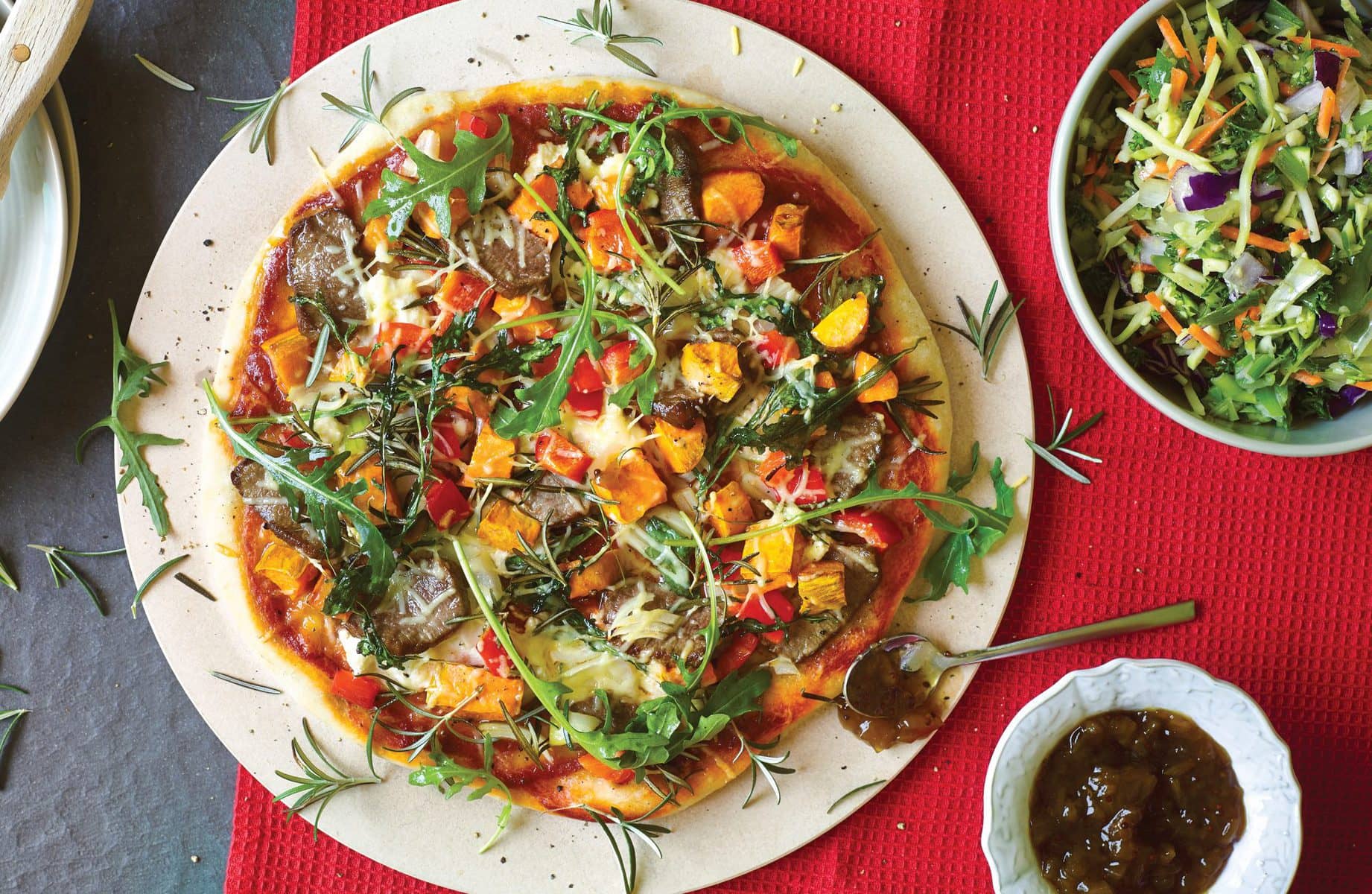 Lamb, kumara and rosemary pizza