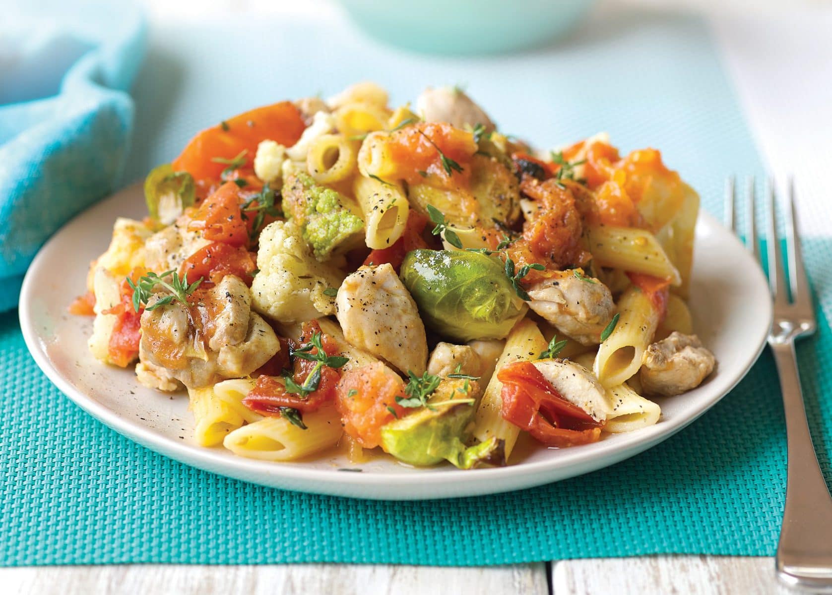 Lemon chicken and vegetable pasta