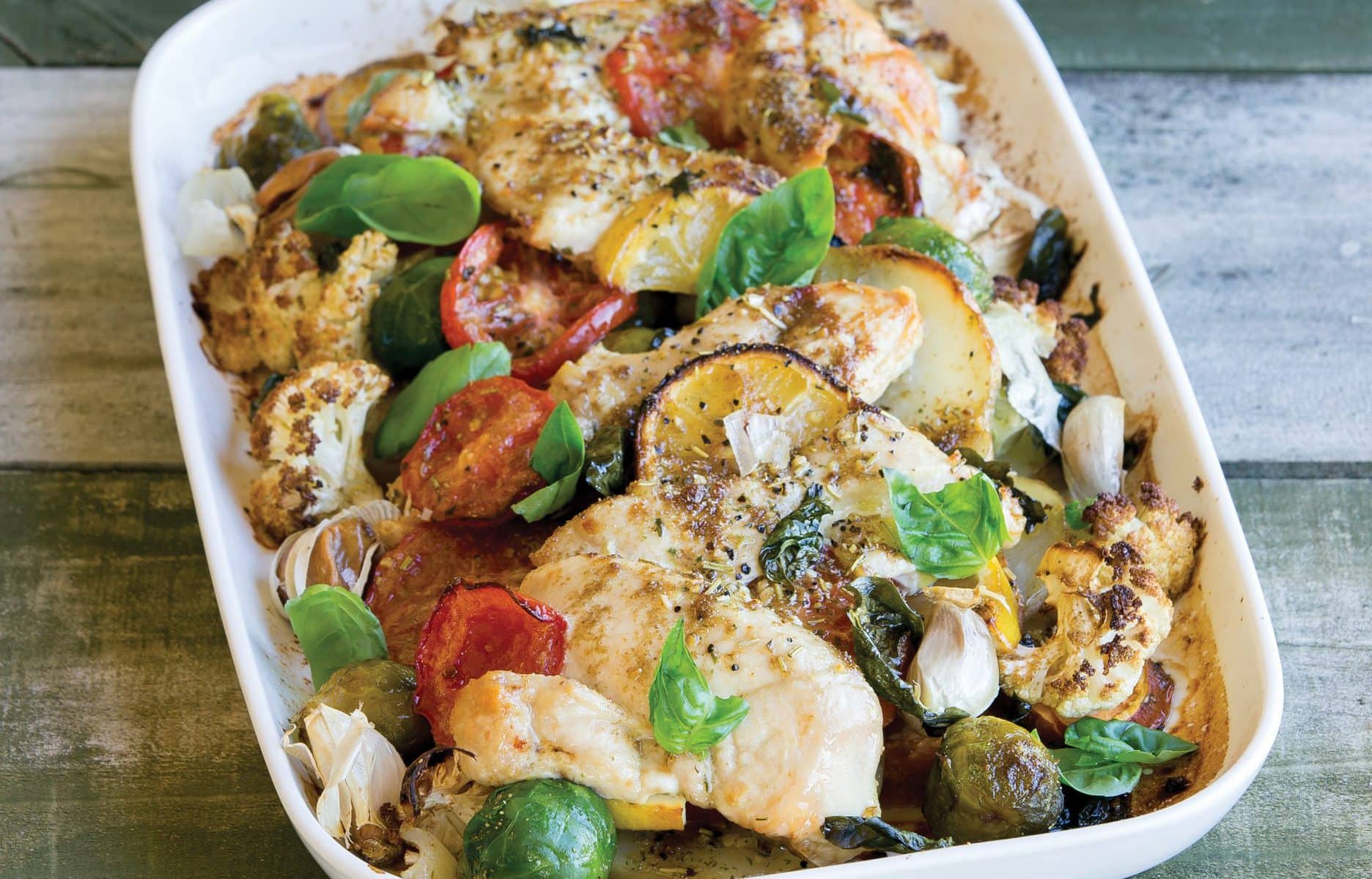 Lemon chicken vege bake