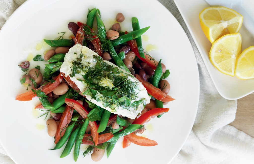 Light lemon and herb fish with mixed-bean salad Light lemon and herb fish with mixed-bean salad