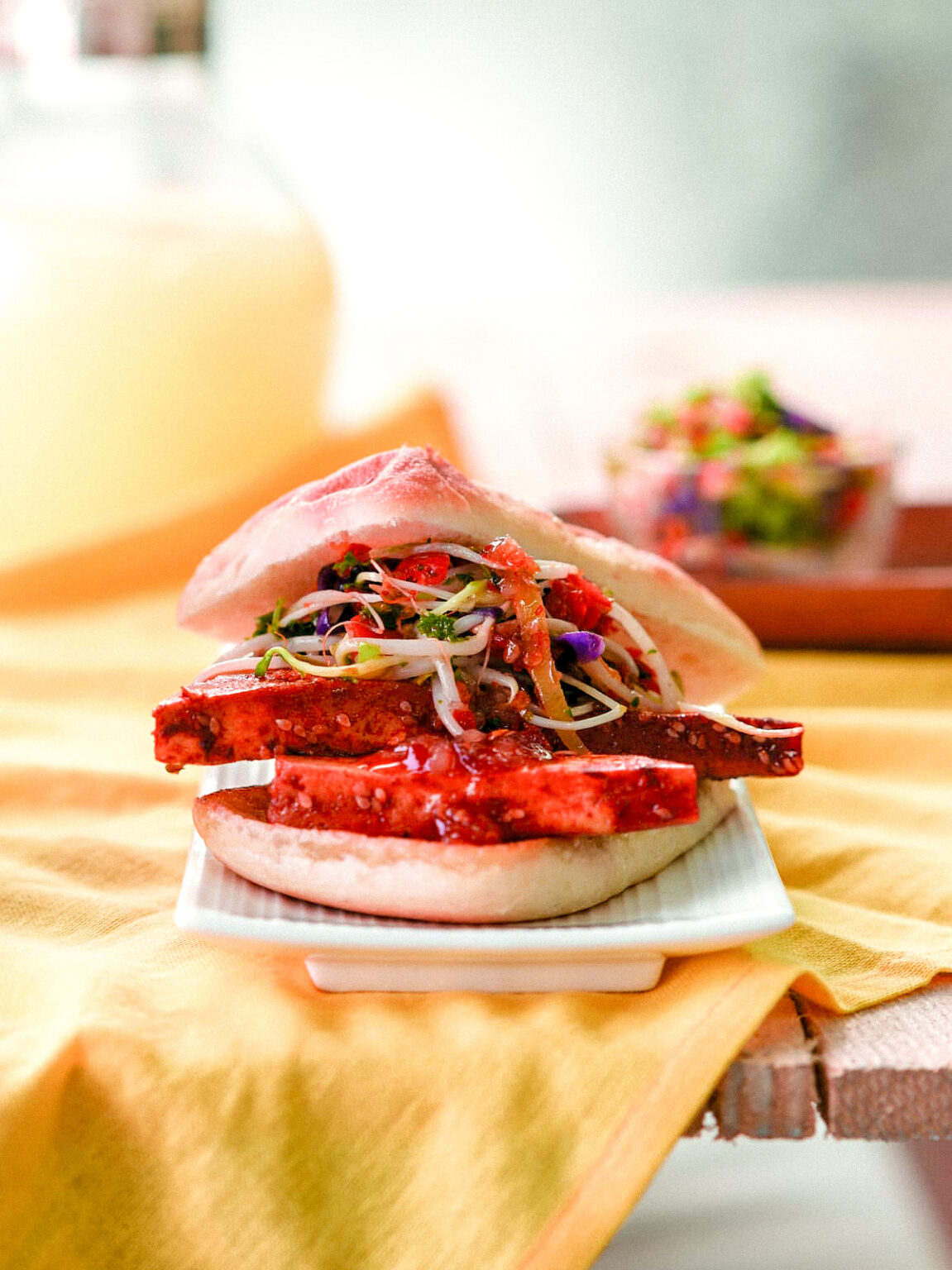 Marinated tofu burger