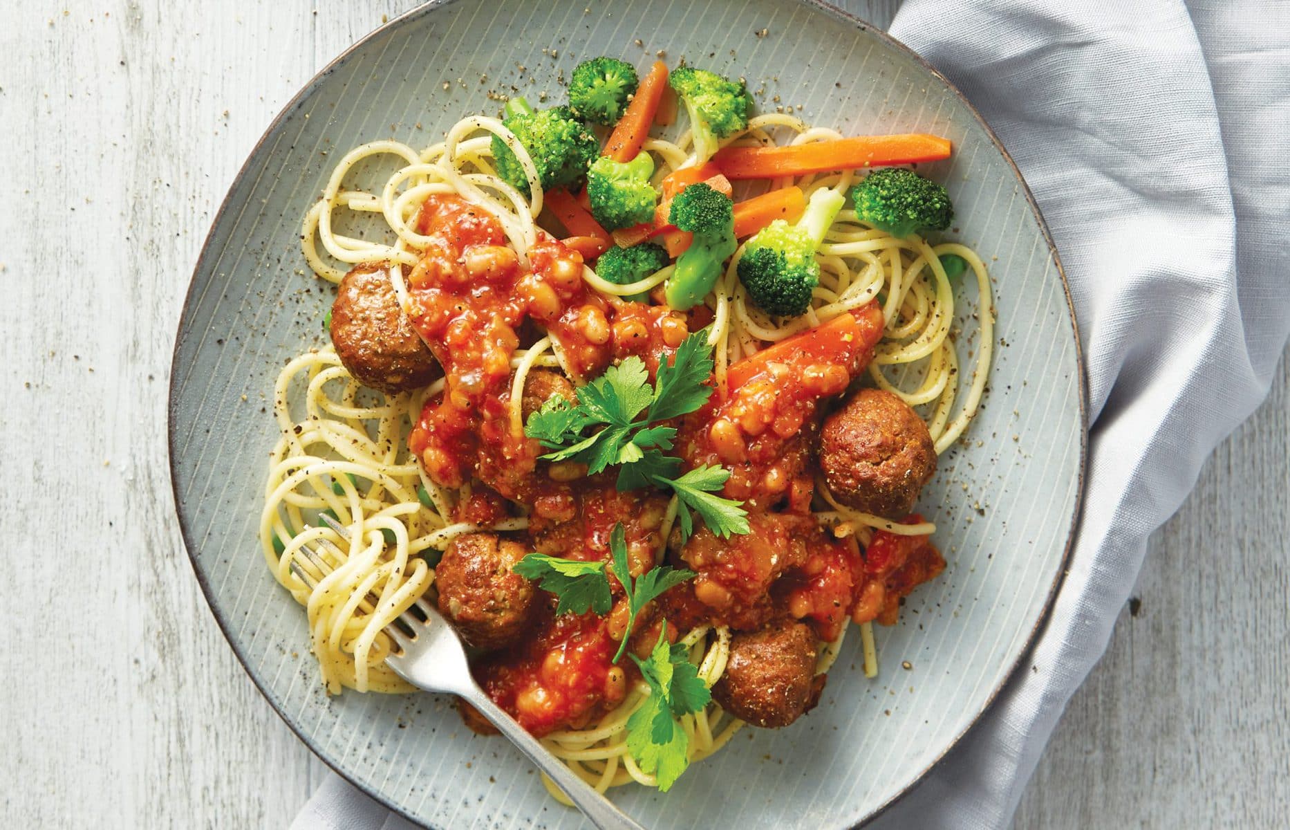 Mince meatballs with spaghetti