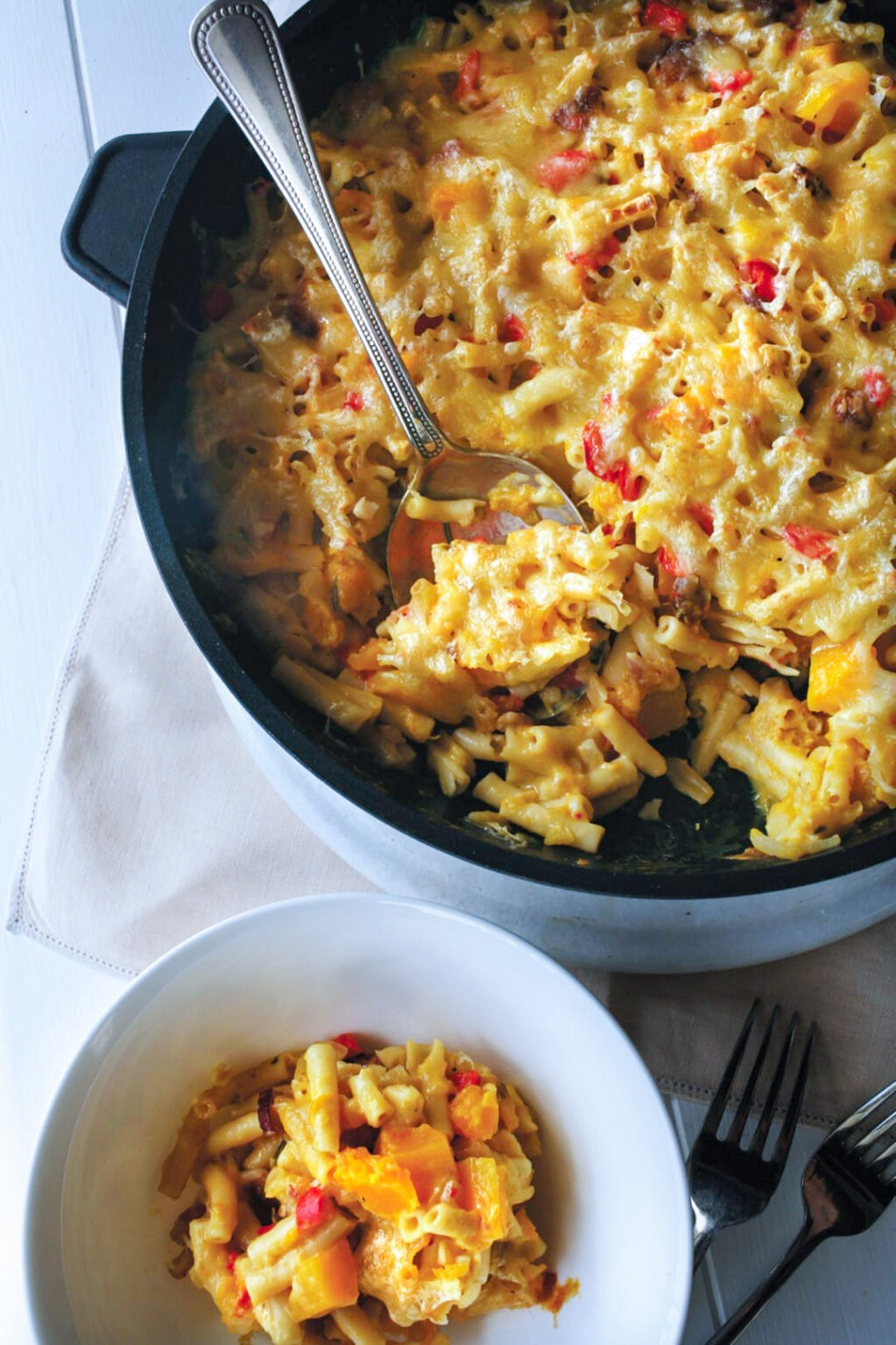 One-pan pumpkin pasta bake