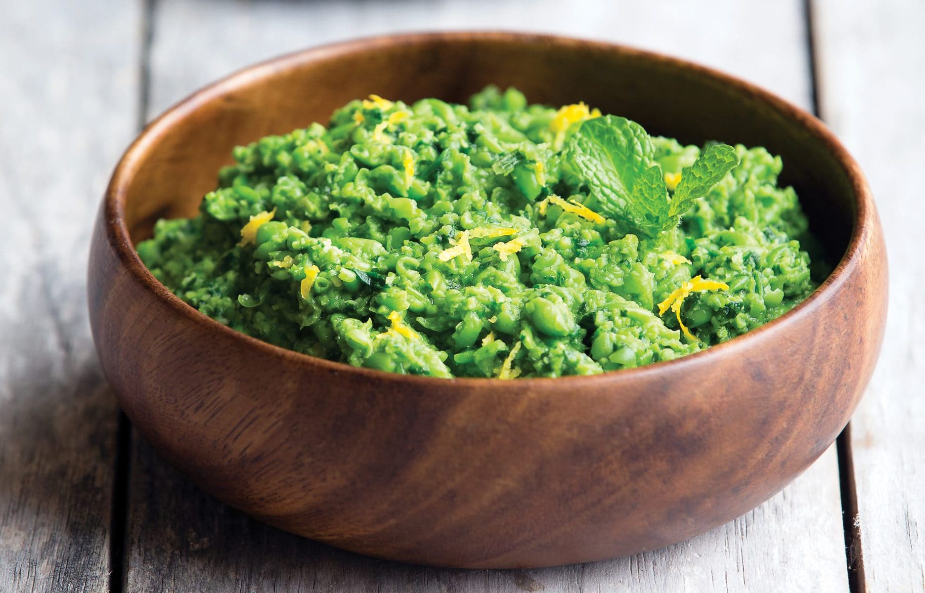 Pea, mint and spinach mash
