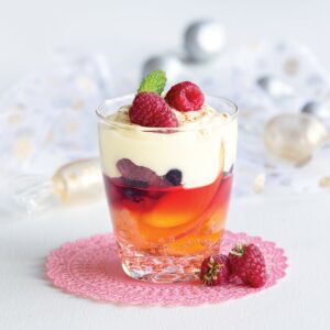 Peach melba trifle