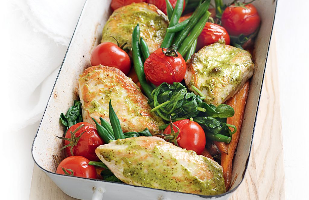 Pesto chicken tray bake Pesto chicken tray bake