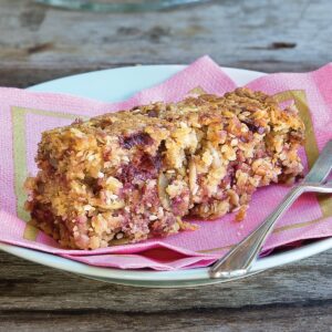 Plum, ginger and oat flapjacks