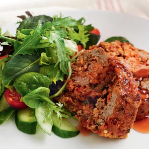 Plum-glazed meat loaf