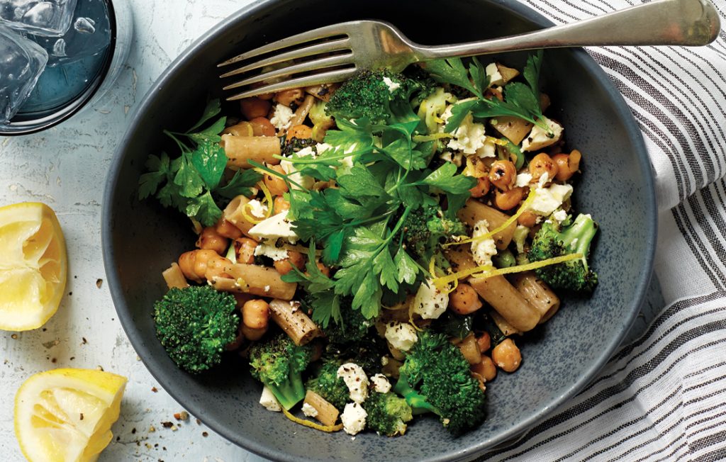 Rigatoni with broccoli and feta
