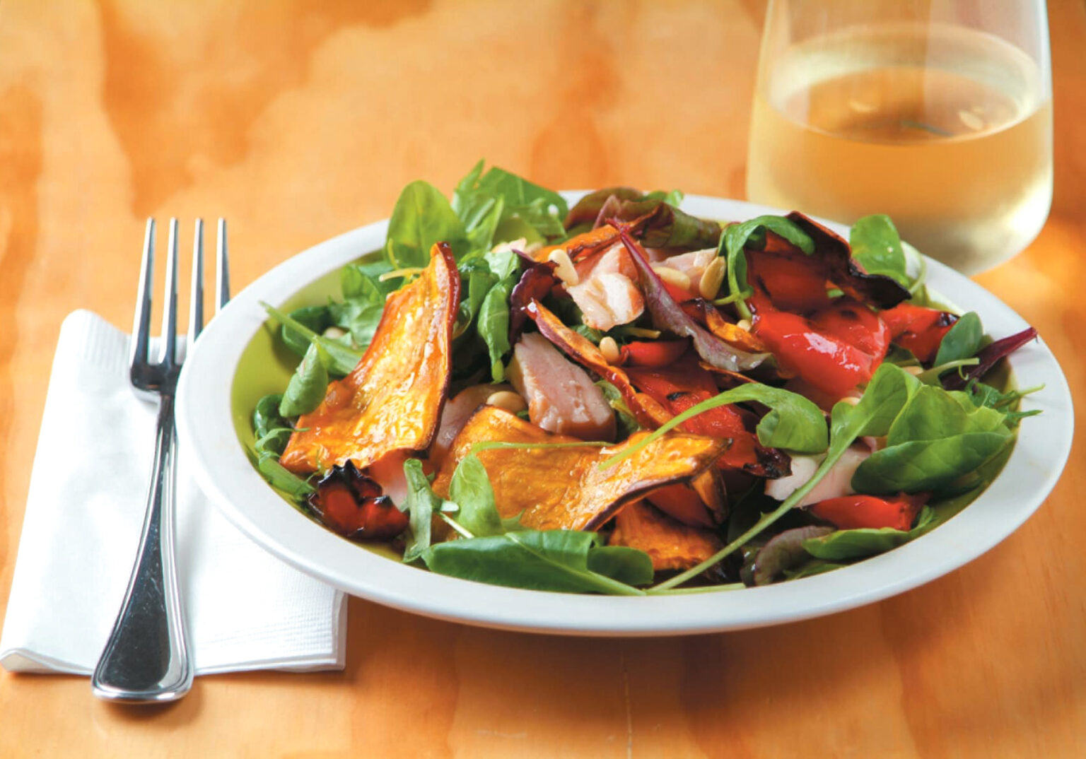 Smoked chicken and roast vegetable salad