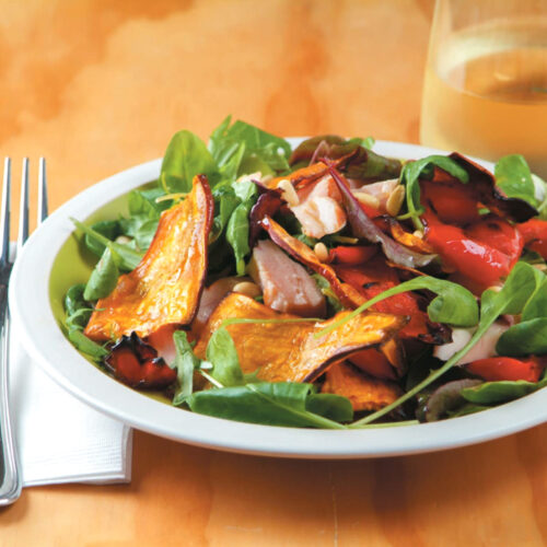 Smoked chicken and roast vegetable salad