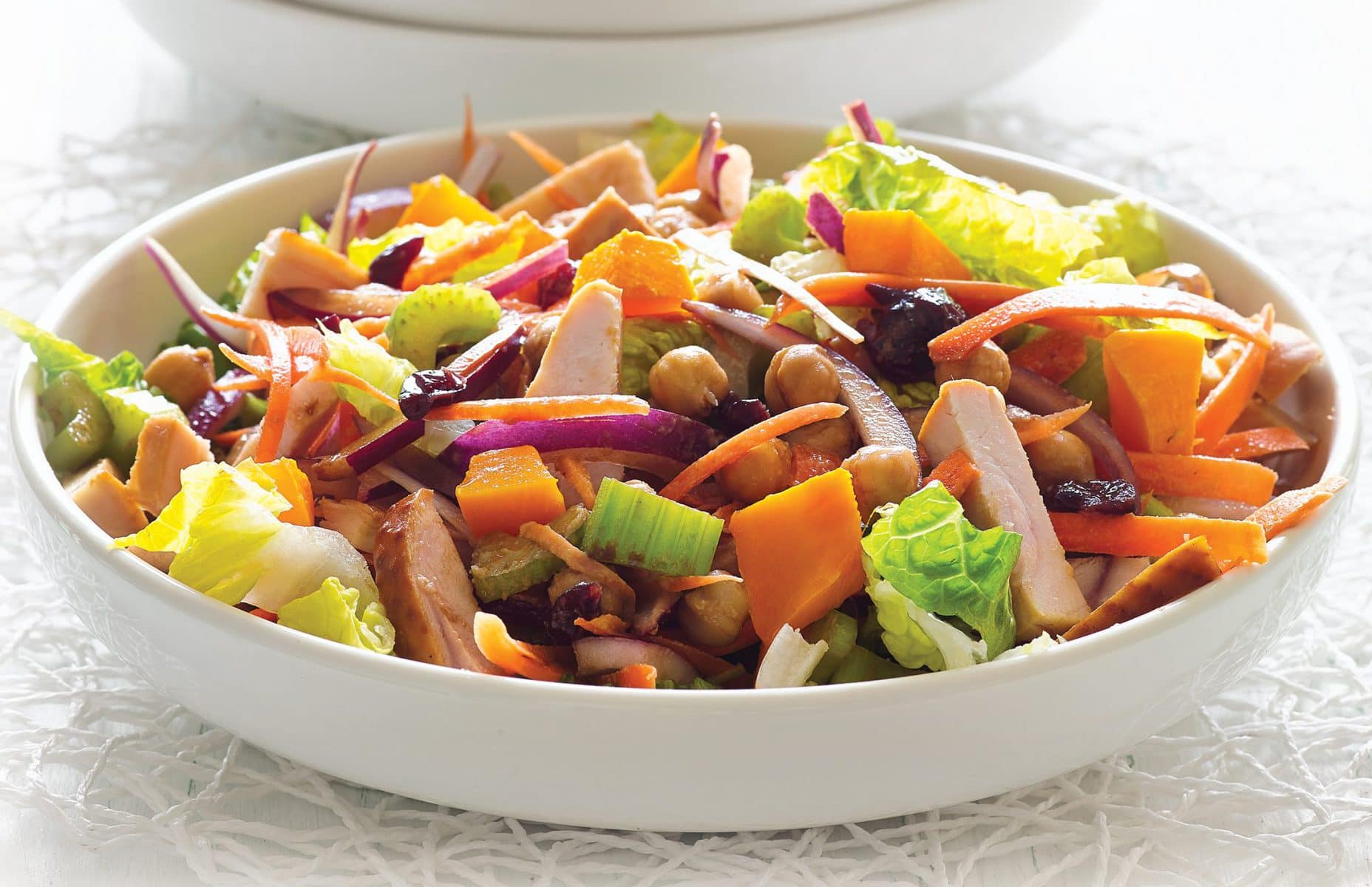Smoked chicken, pumpkin and cranberry salad