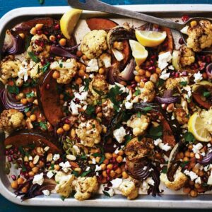 Spiced pumpkin, cauliflower and chickpea bake