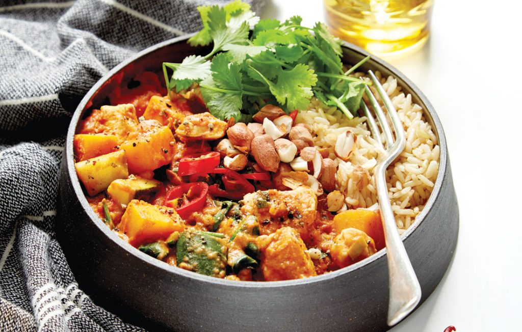 Spicy peanut chicken and pumpkin stew
