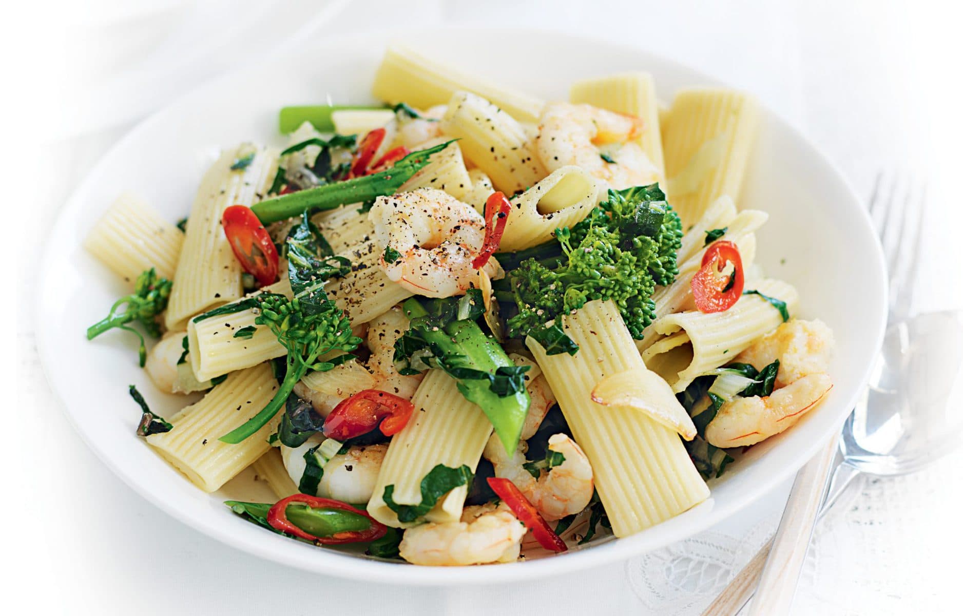 Spicy prawn and garlic pasta