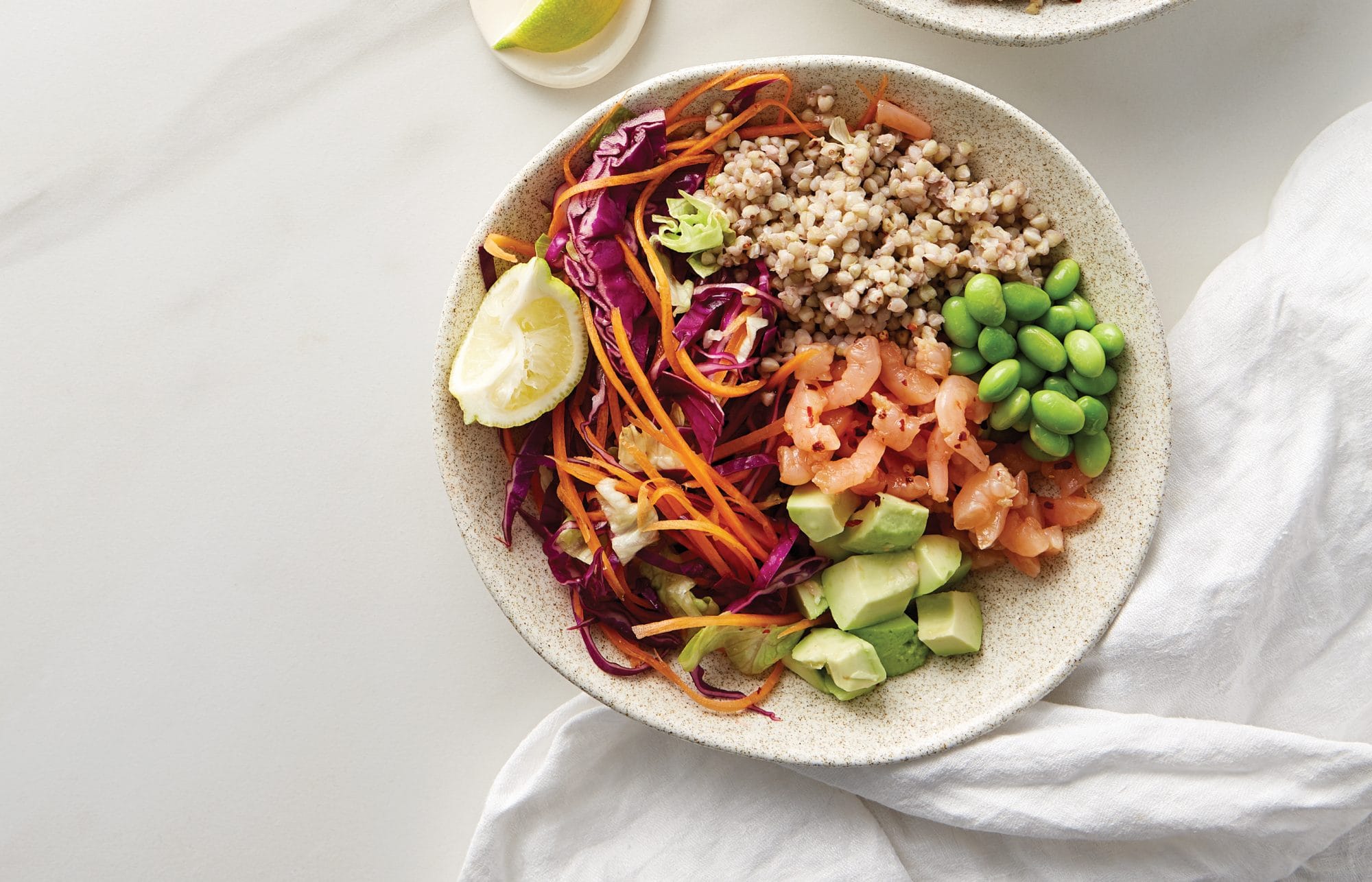 Spicy vege, prawn and buckwheat bowl