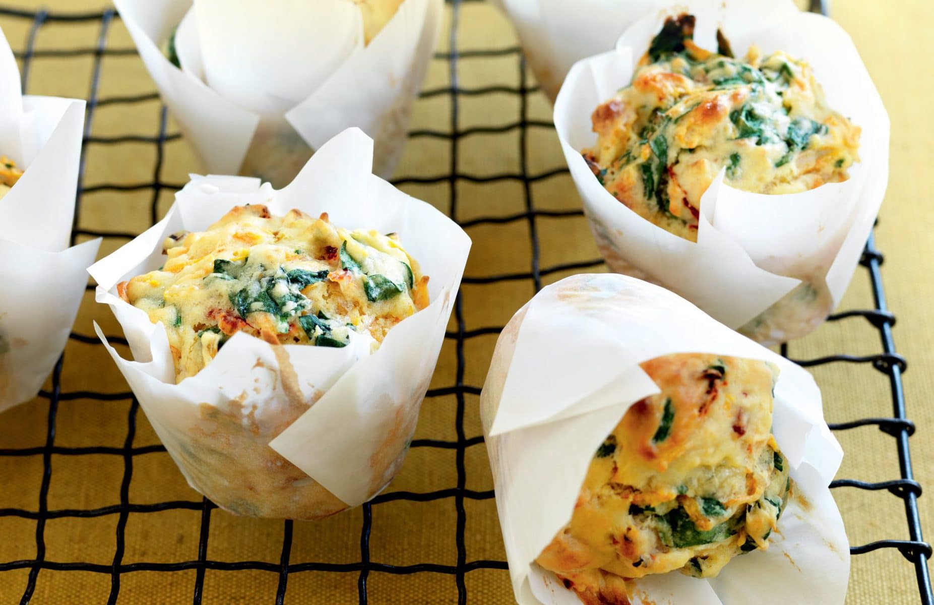 Spinach, kumara and sun-dried tomato muffins