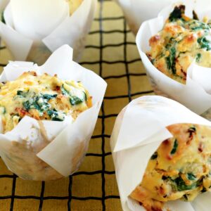Spinach, sweet potato and sun-dried tomato muffins