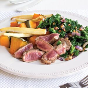 Steak with nutty kale