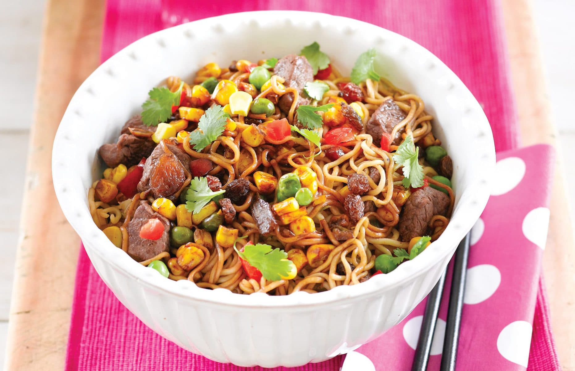 Sultana beef noodle stir-fry