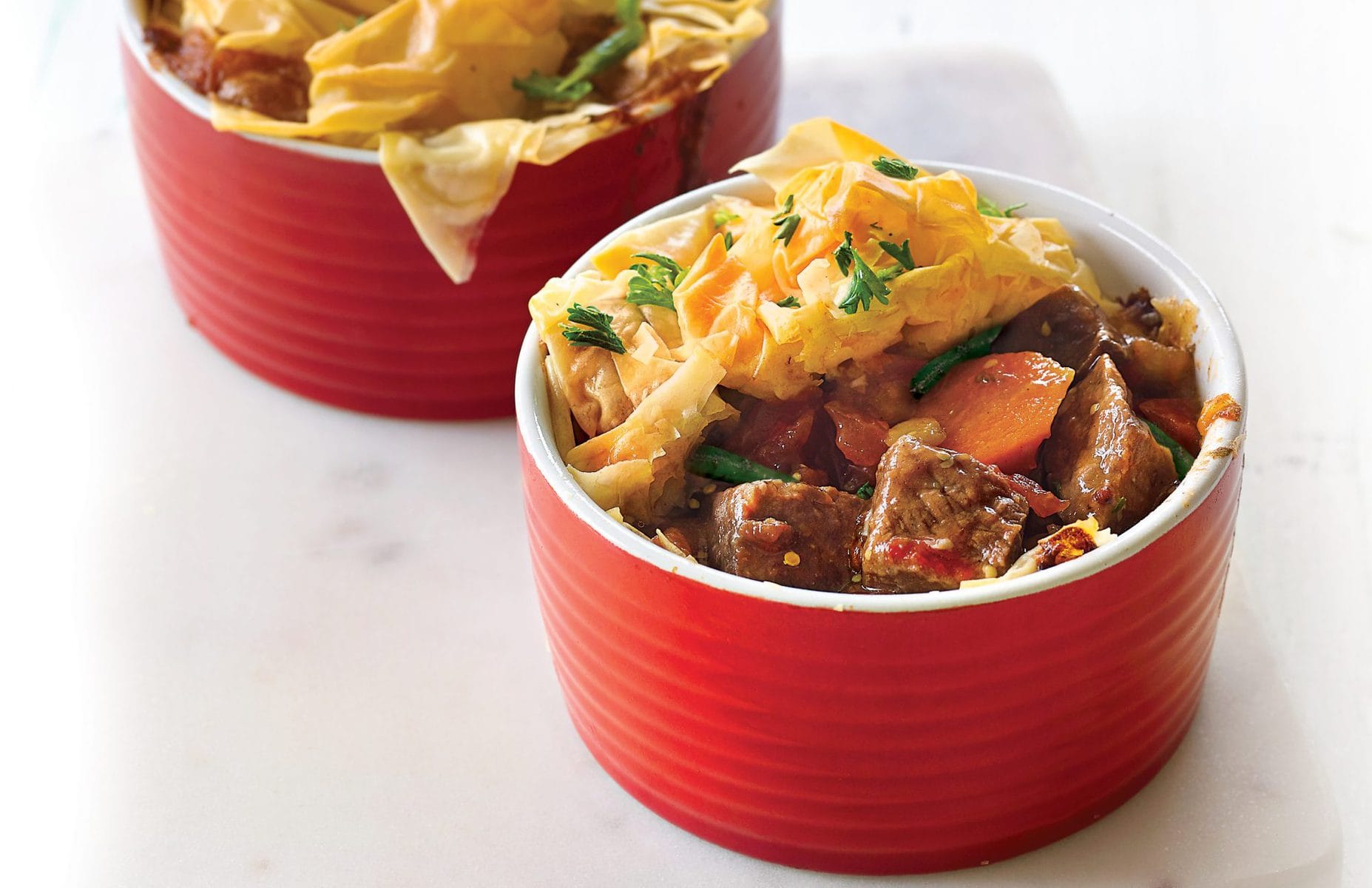 Tasty beef and vege pot pies