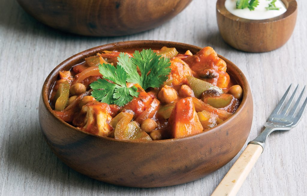 Vegetable jalfrezi with rice