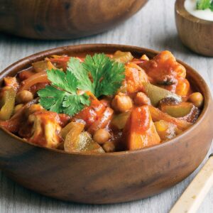 Vegetable jalfrezi with rice