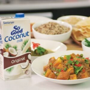 Pumpkin and pea curry side dish