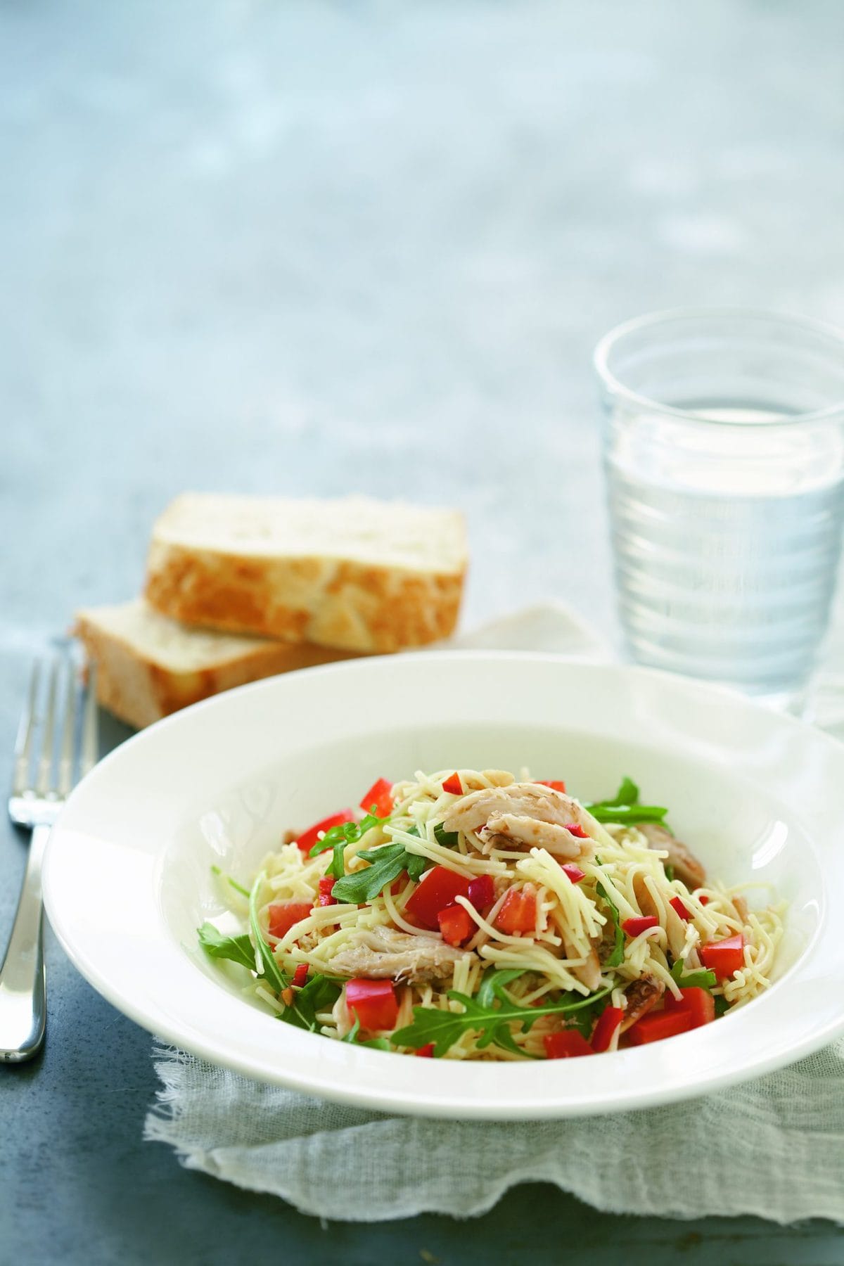 Angel hair pasta with salmon and chilli