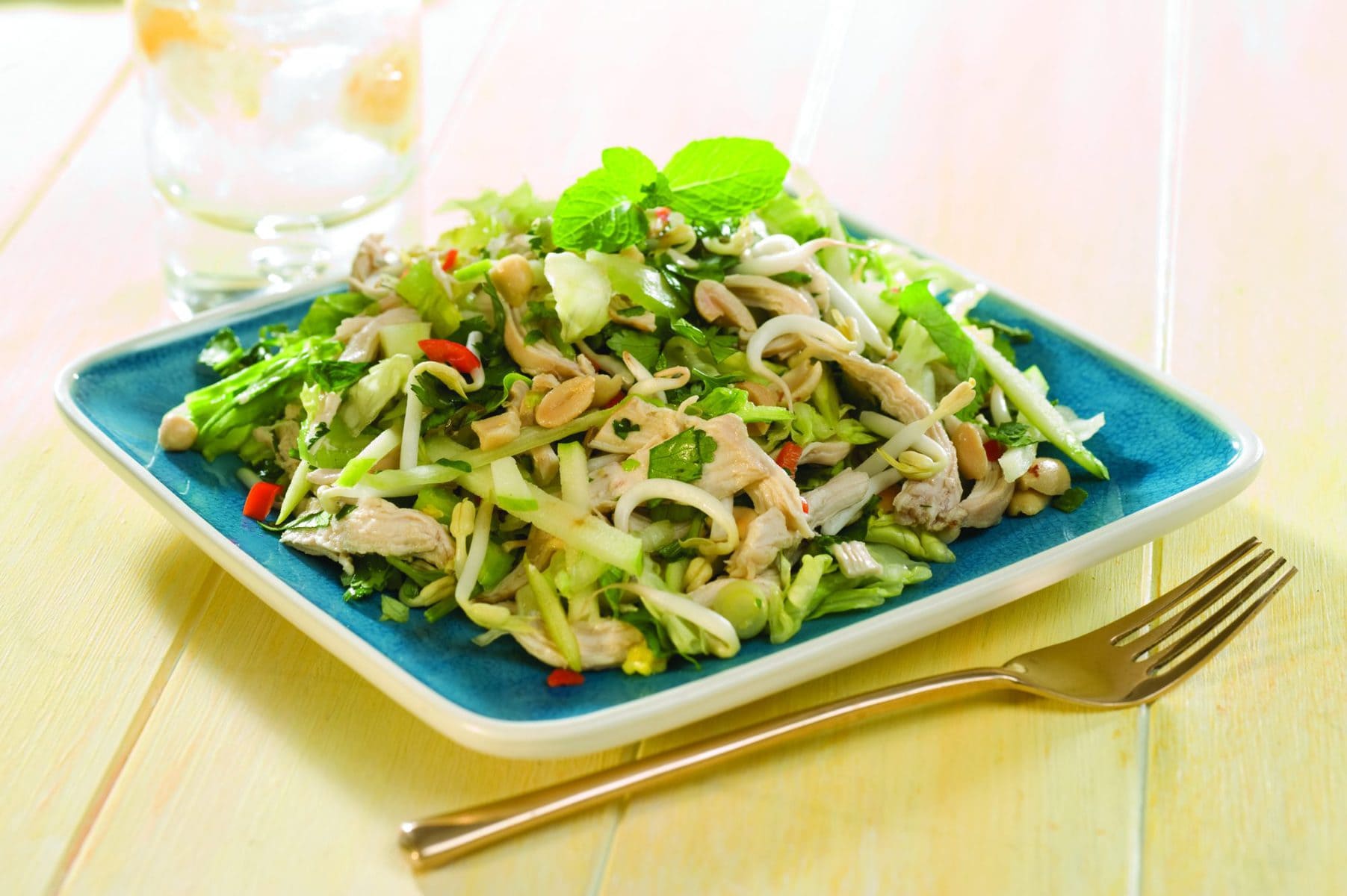 Asian-style poached chicken salad